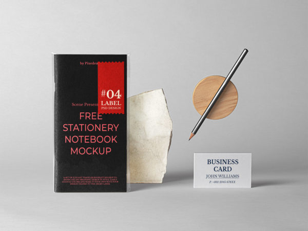 Free Stationery Notebook Mockup PSD