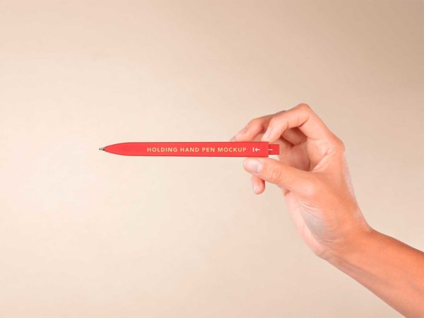 Free Stationery Pen Mockup in Hand