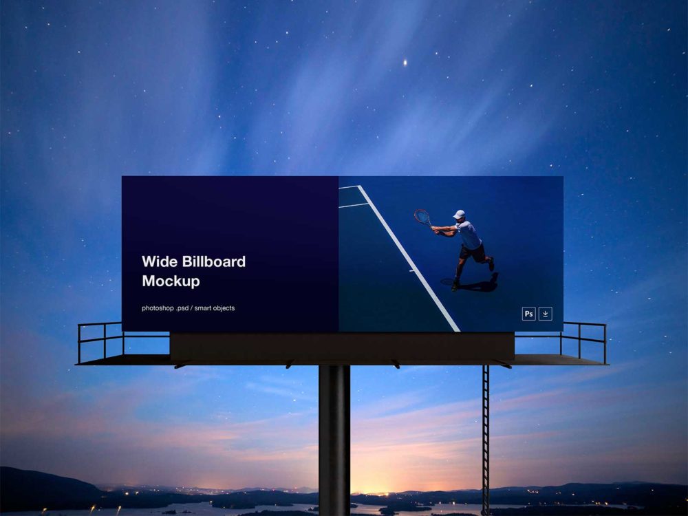 Wide Billboard Free Mockup