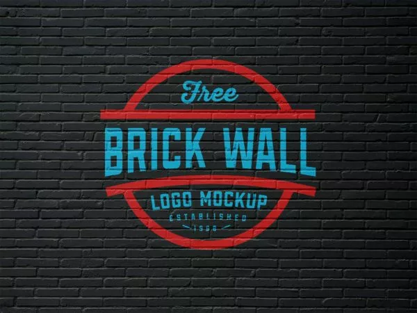 Black Brick Wall Logo Free Mockup