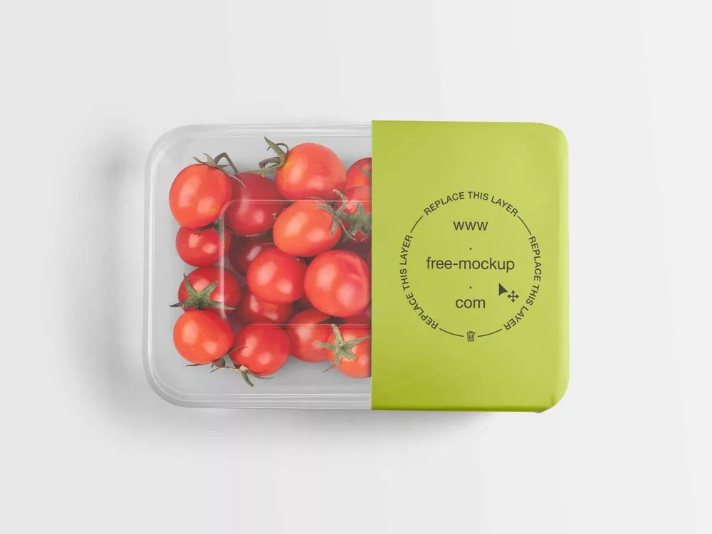 Free Food Container Mockup Filled with Tomato
