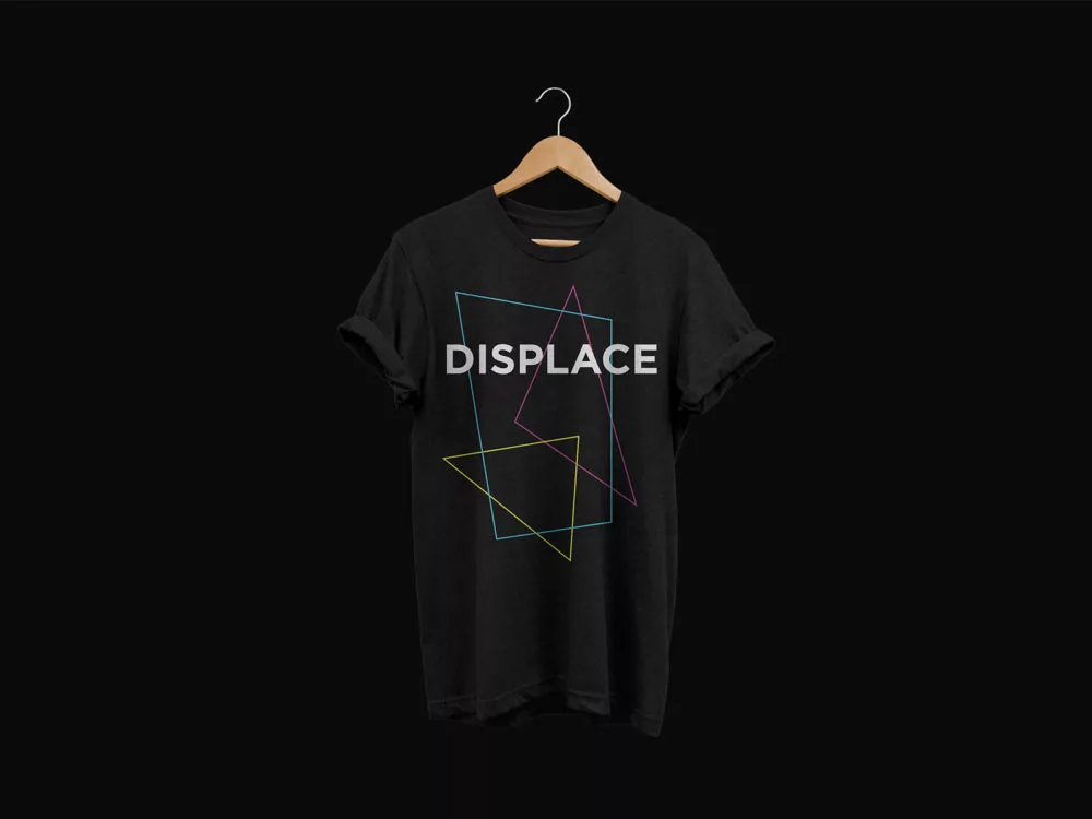 Free Hanging Black T-shirt Mockup