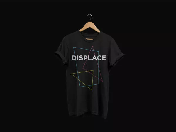 Free Hanging Black T-shirt Mockup