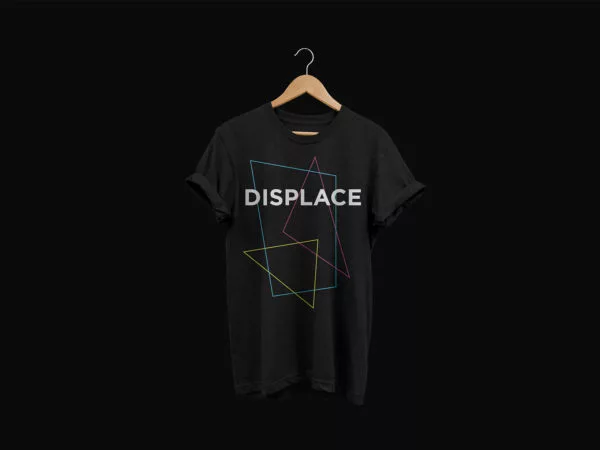 Free Hanging Black T-shirt Mockup