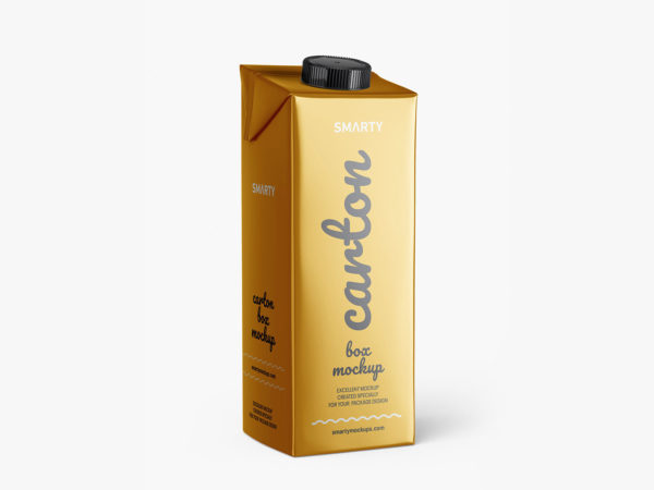 Metallic Carton Juice Box Mockup