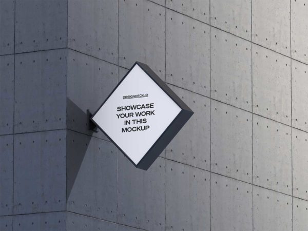 Wall Corner Sign Free Mockup