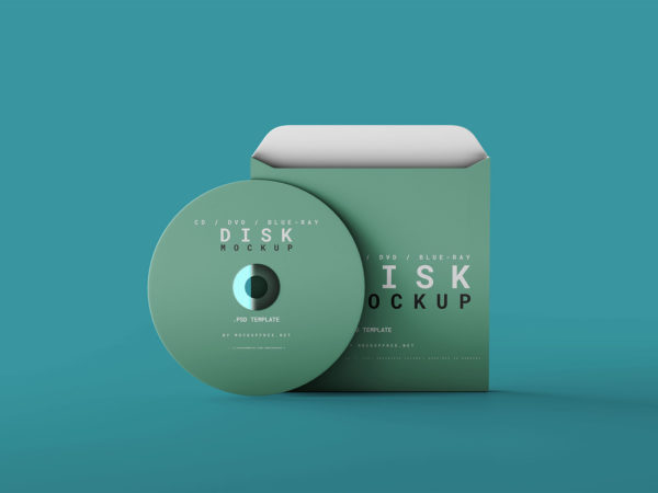 CD/DVD/Blue-Ray Disc Mockup with Box