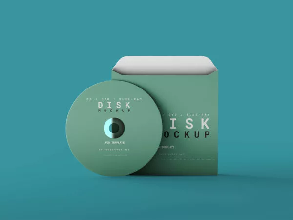 CD/DVD/Blue-Ray Disc Mockup with Box