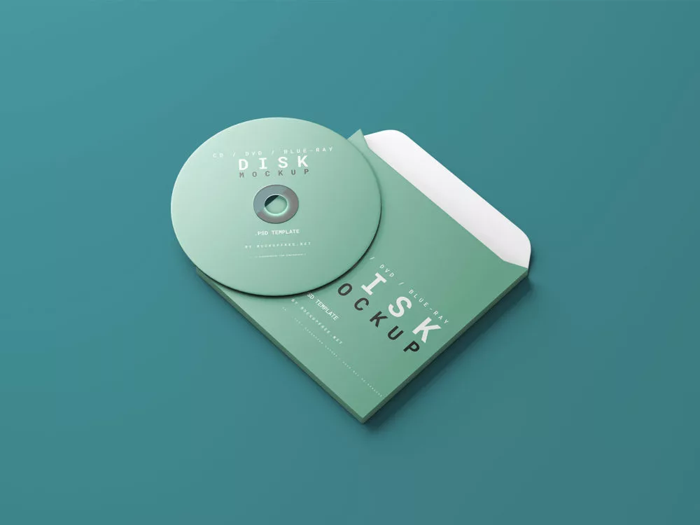 CD/DVD/Blue-Ray Disc Mockup with Box