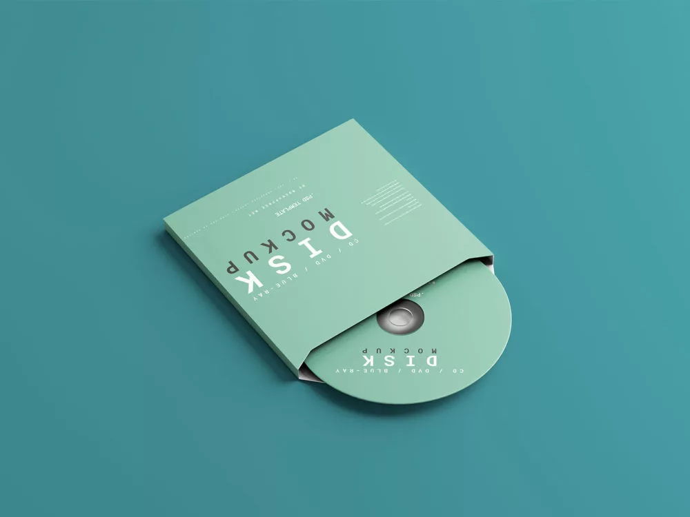 CD/DVD/Blue-Ray Disc Mockup with Box