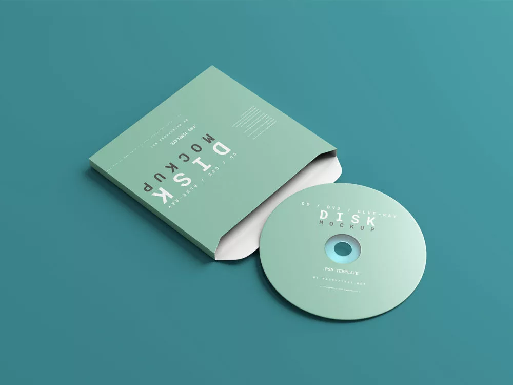 CD/DVD/Blue-Ray Disc Mockup with Box