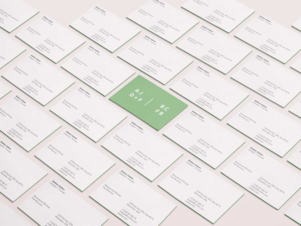 Free Business Card Mockup Grid (PSD)