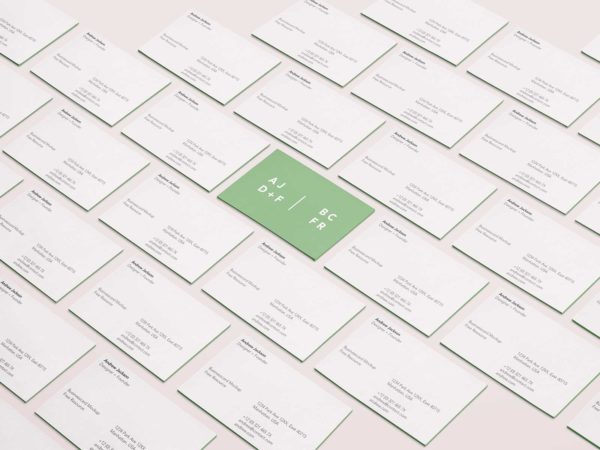 Free Business Card Mockup Grid (PSD)