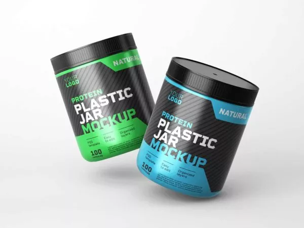 Food Supplement Plastic Jar Mockup