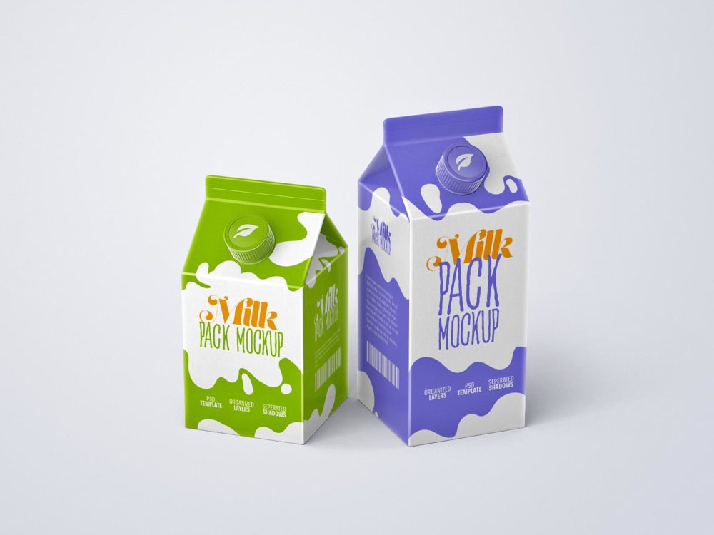 Free Milk Carton Box Mockup