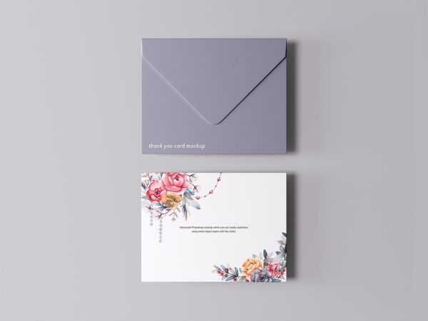 Free Thank You Card with Envelope Mockup