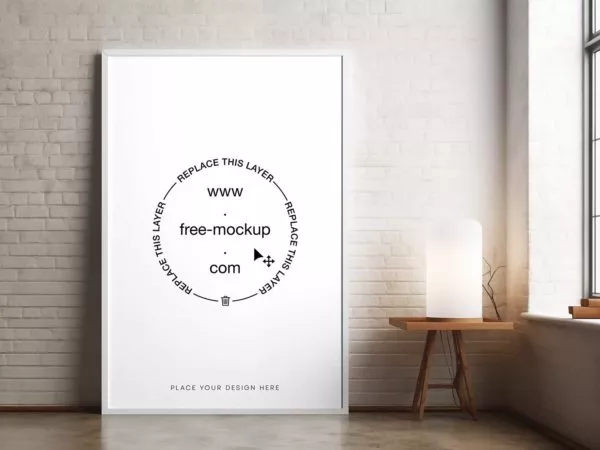 Huge Interior Poster Mockup on the Floor (PSD)