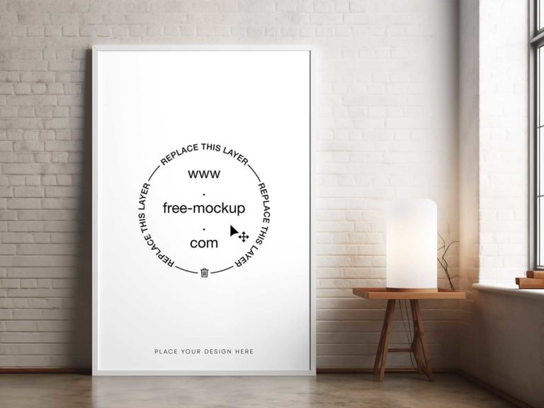 Huge Interior Poster Mockup on the Floor (PSD)