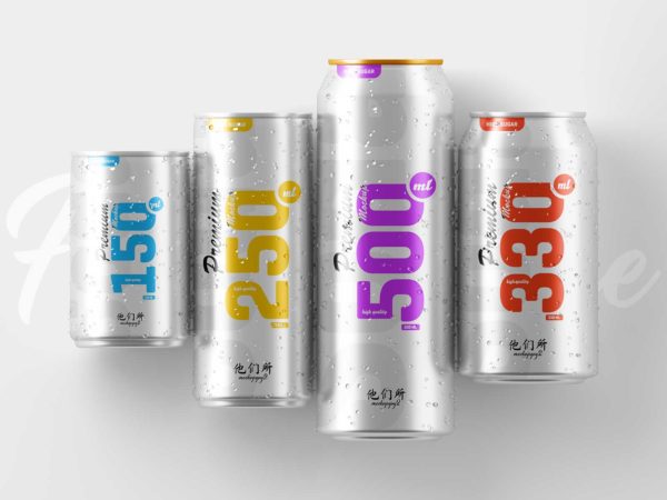 Multisize Branding Beer/Soda Can Mockup