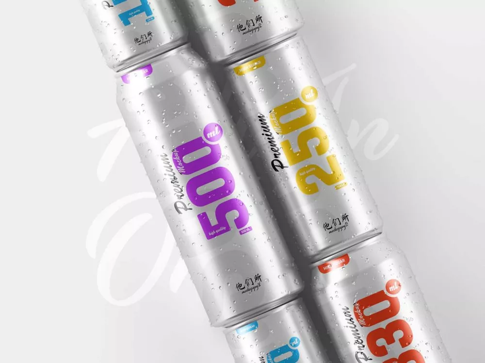 Multisize Branding Beer/Soda Can Mockup