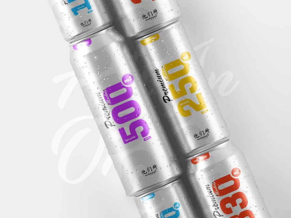 Multisize Branding Beer/Soda Can Mockup