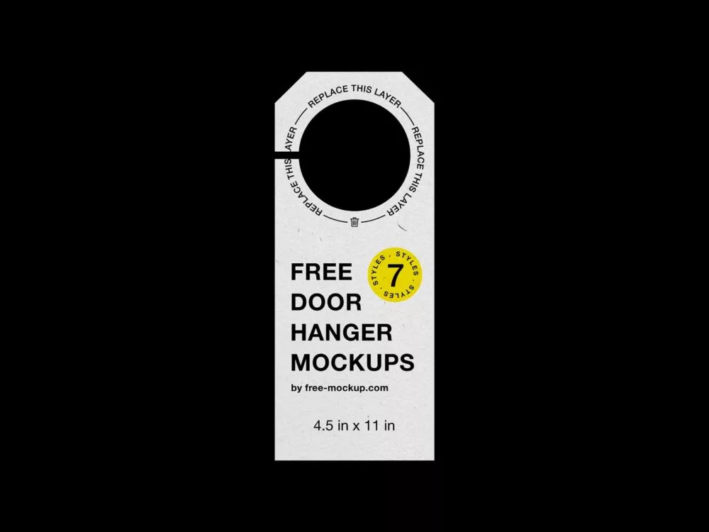 Paper Door Hanger Free Mockups (7 Styles)