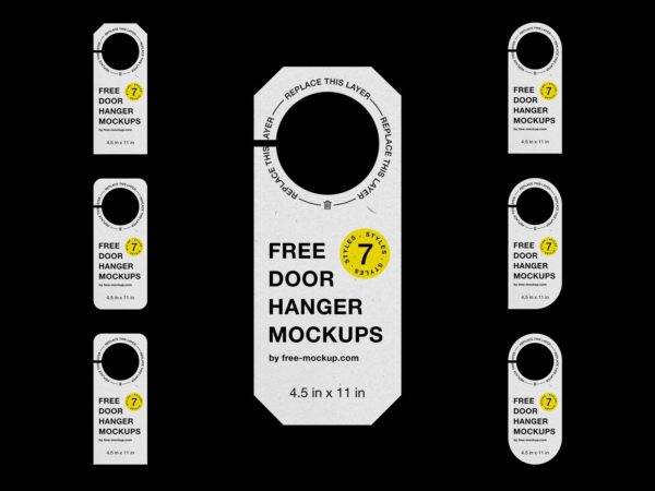 Paper Door Hanger Free Mockups (7 Styles)