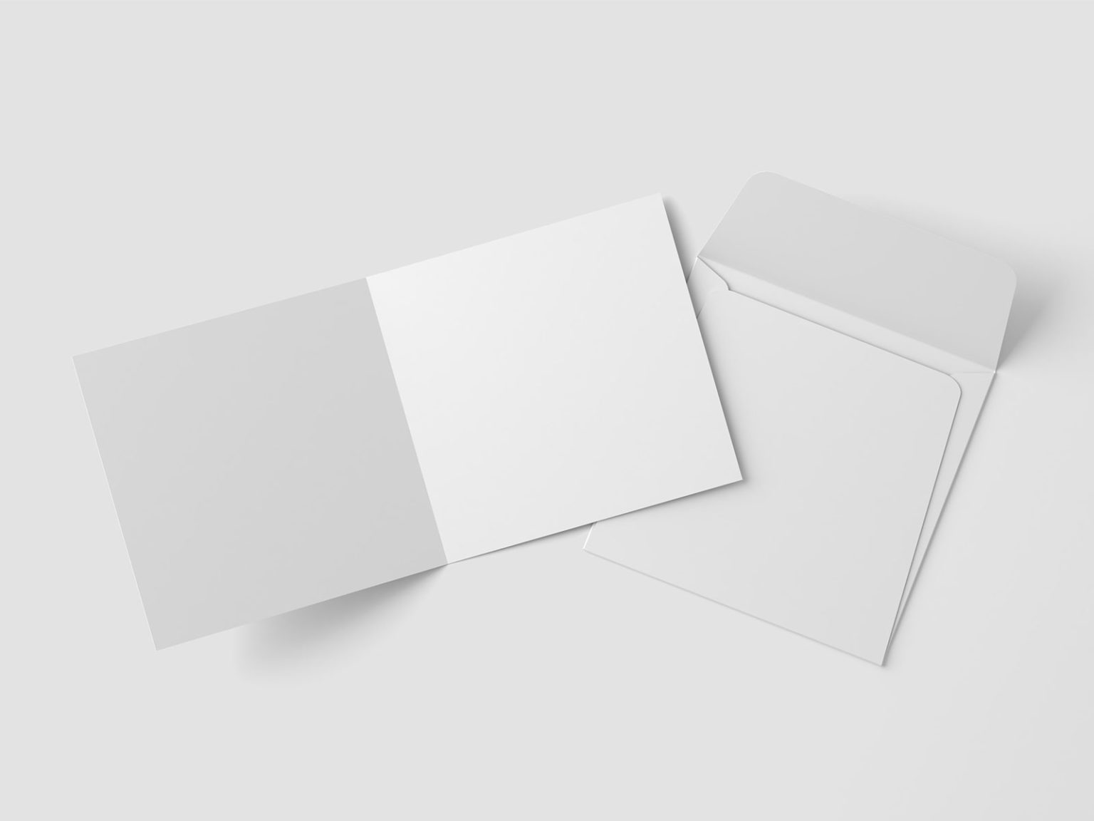 Square Bifold Invitation Card Mockup with Square Envelope PSD
