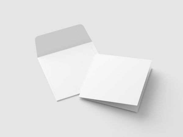 Square Bifold Invitation Card Mockup with Square Envelope PSD