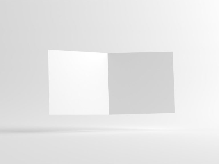 Square Bifold Invitation Card Mockup with Square Envelope PSD