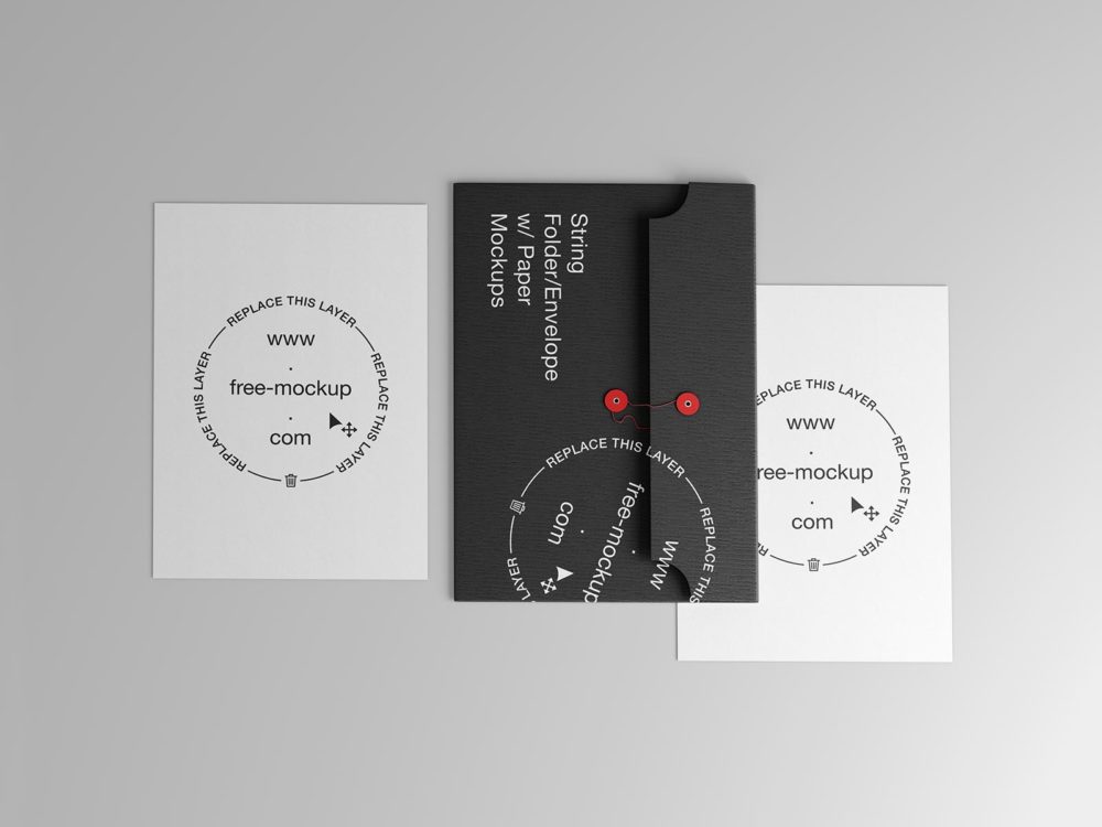 String Folder/Envelope with Letterhead Mockup Set