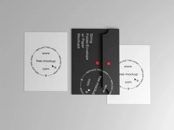 String Folder/Envelope with Letterhead Mockup Set