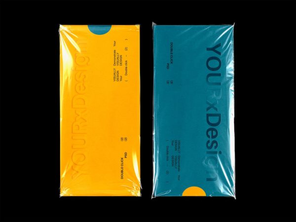 Envelope in Poly Plastic Bag Stationery Mockup