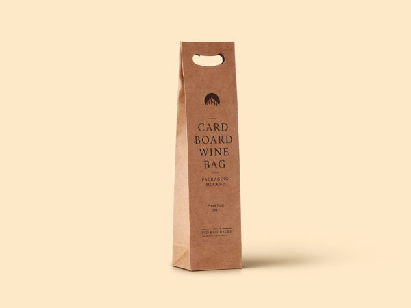 Free Kraft Paper Bottle Bag Mockup Scene