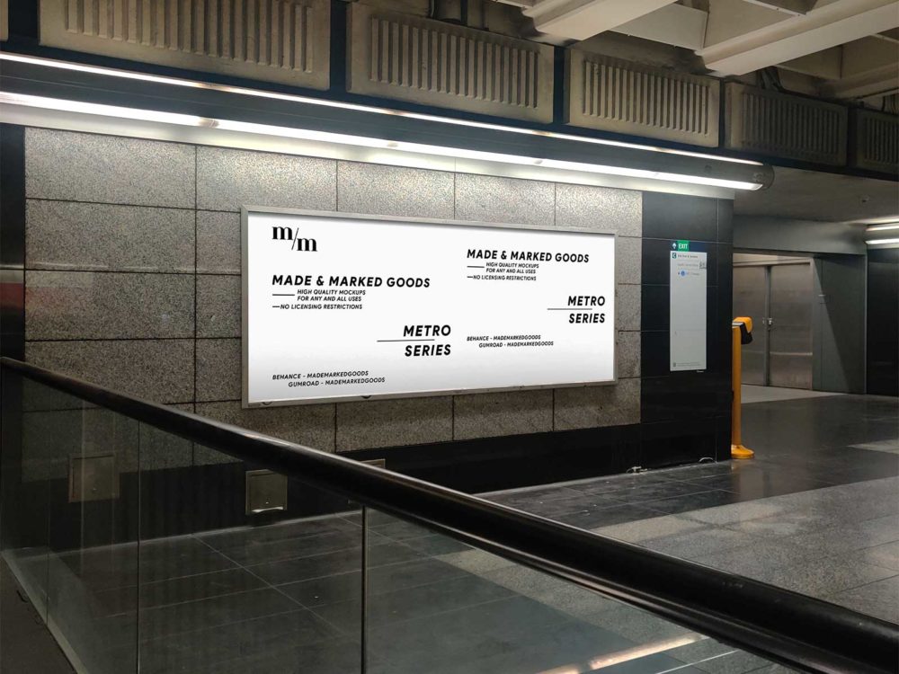 Free Urban Poster Mockup on a Subway Station