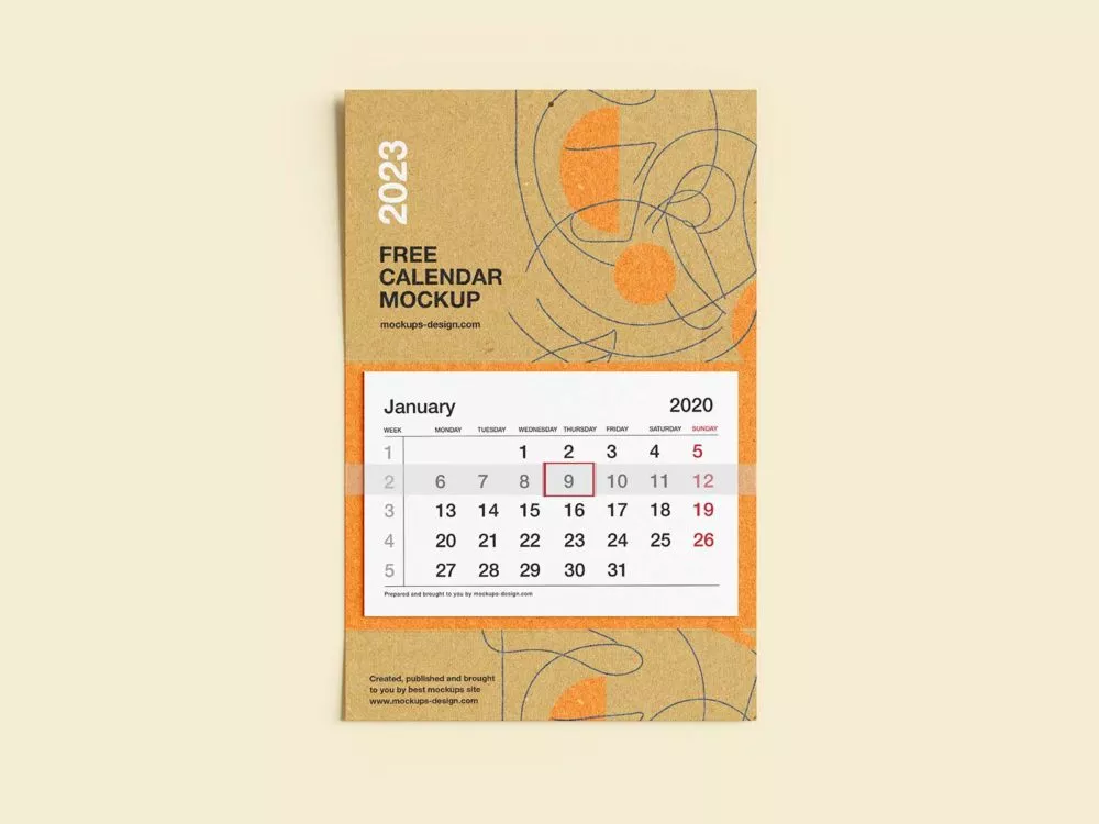 Free Wall Calendar Mockup