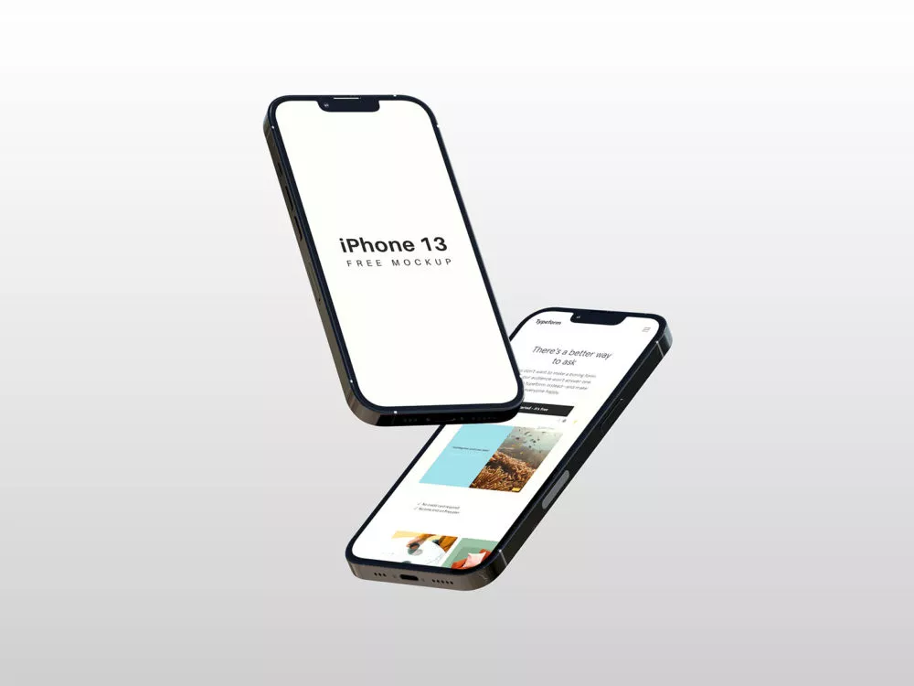 Free iPhone 13 app mockup | Gravity scene