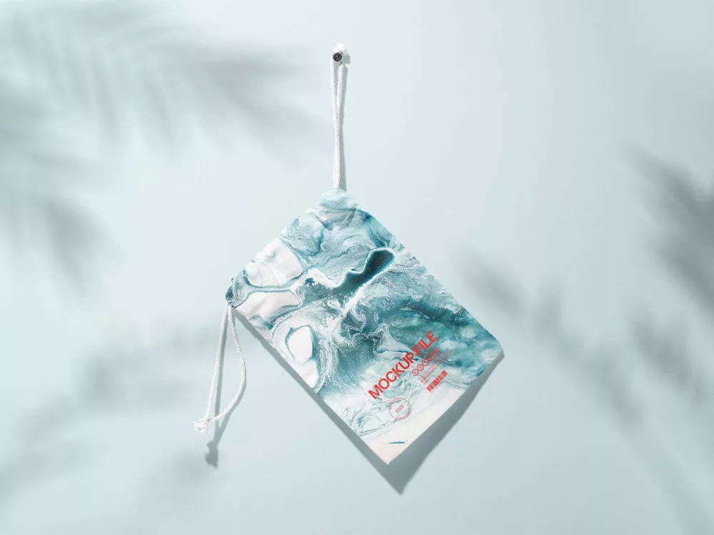Hanging drawstring bag/pouch mockup