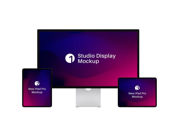 New iPad Pro with Studio Display Screen Free Mockup