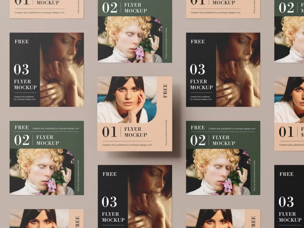 Square flyer grid mockup set