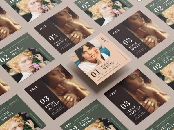 Square flyer grid mockup set