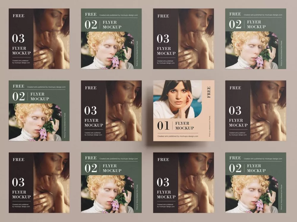 Square flyer grid mockup set
