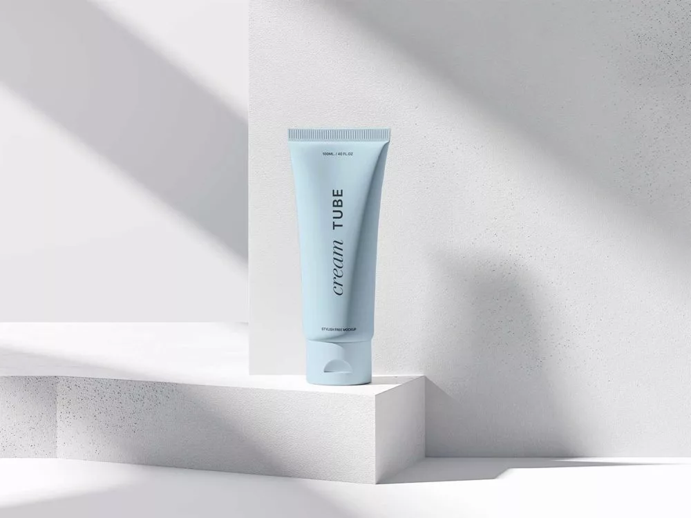 Free minimalist cream tube mockup