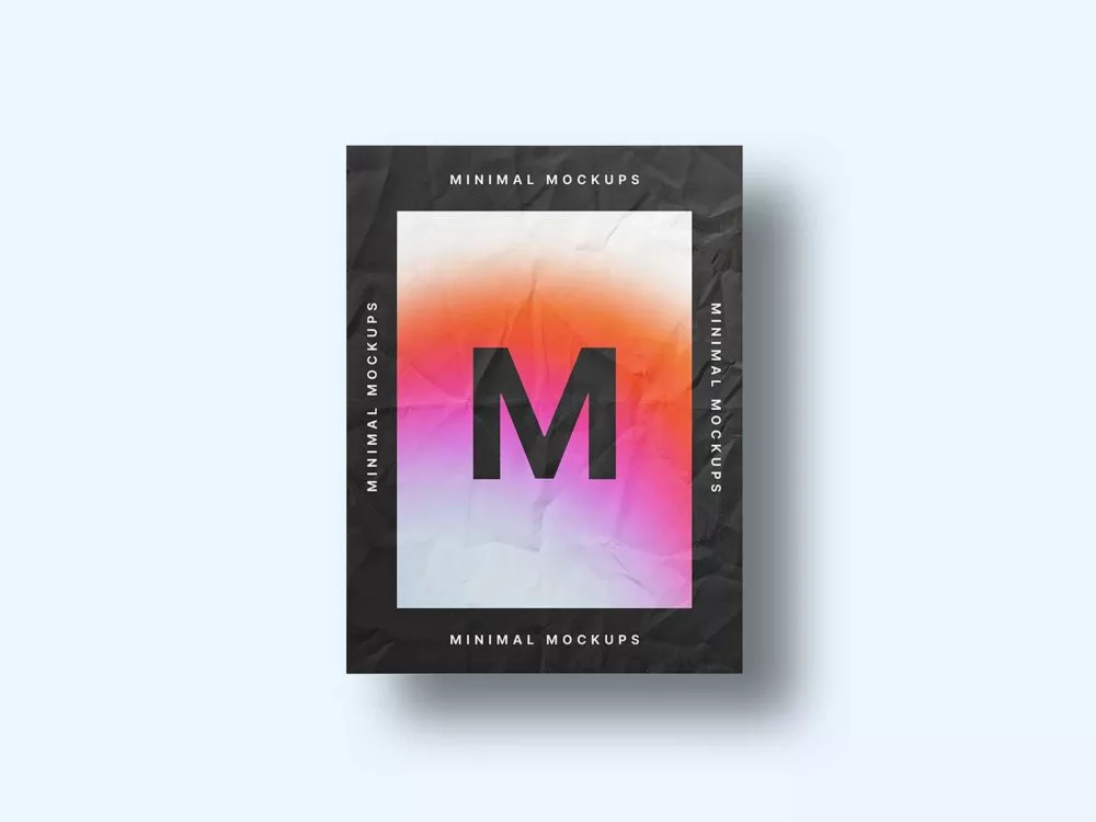 Crumpled paper poster mockup