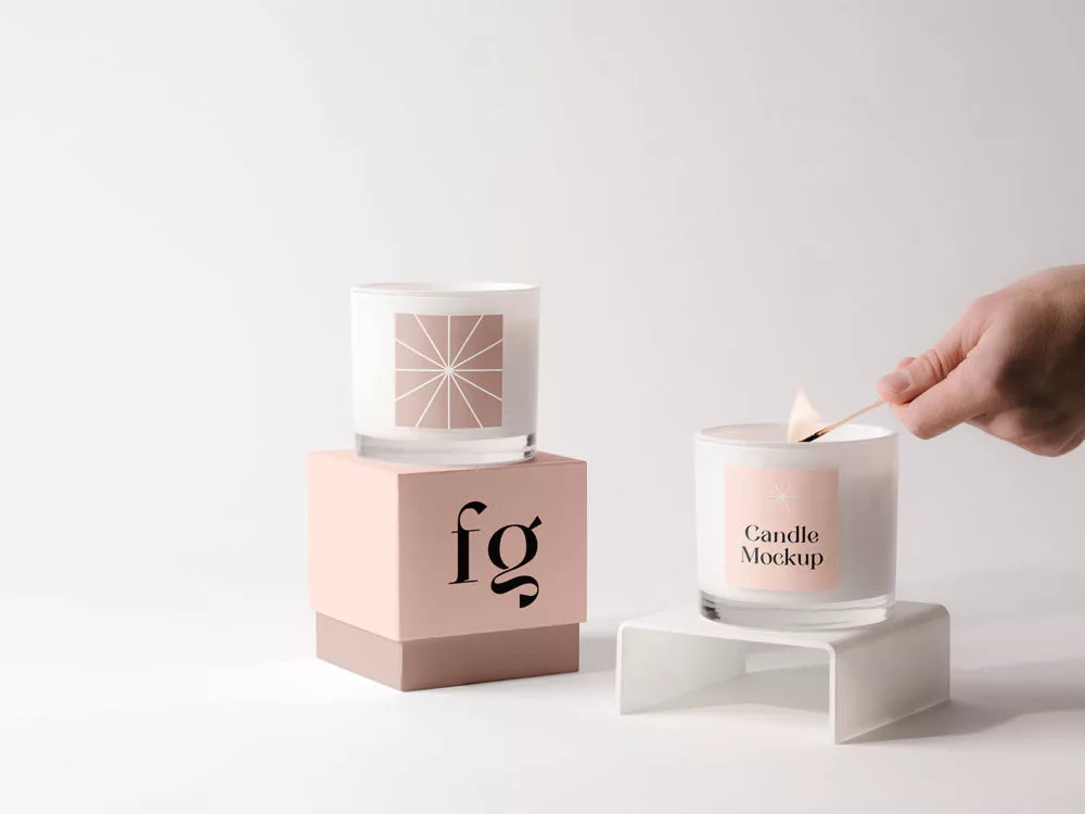 Free branding candle jar mockup