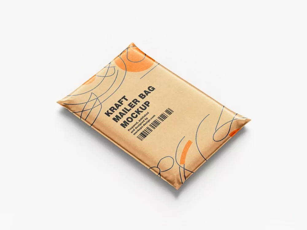 Free kraft paper mailing bag mockup set