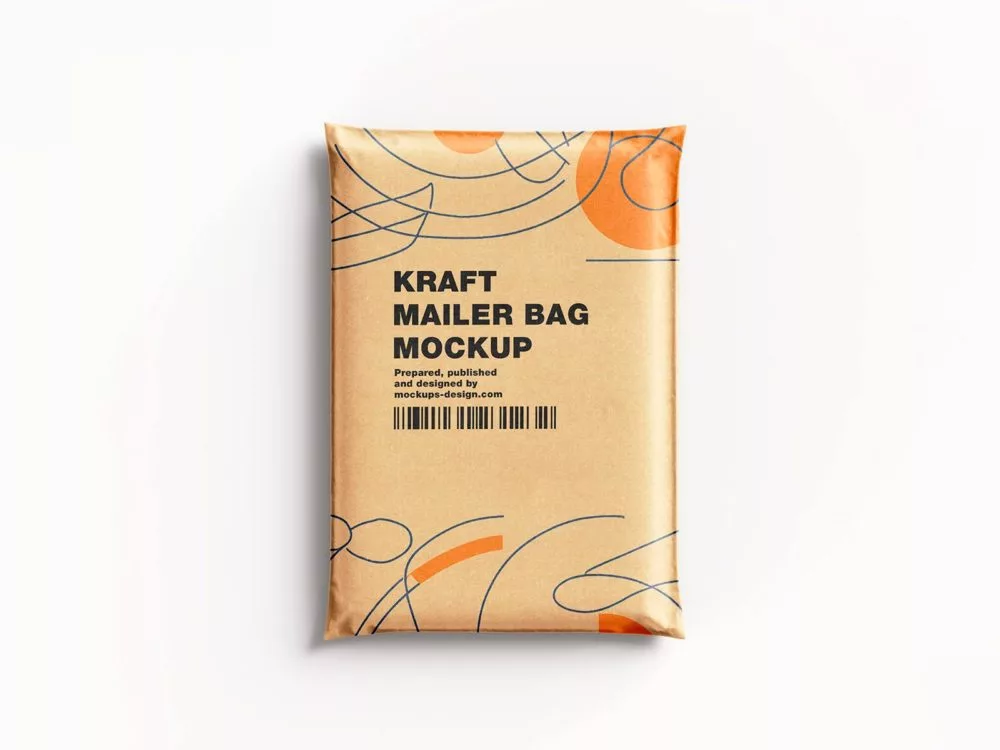 Free kraft paper mailing bag mockup set