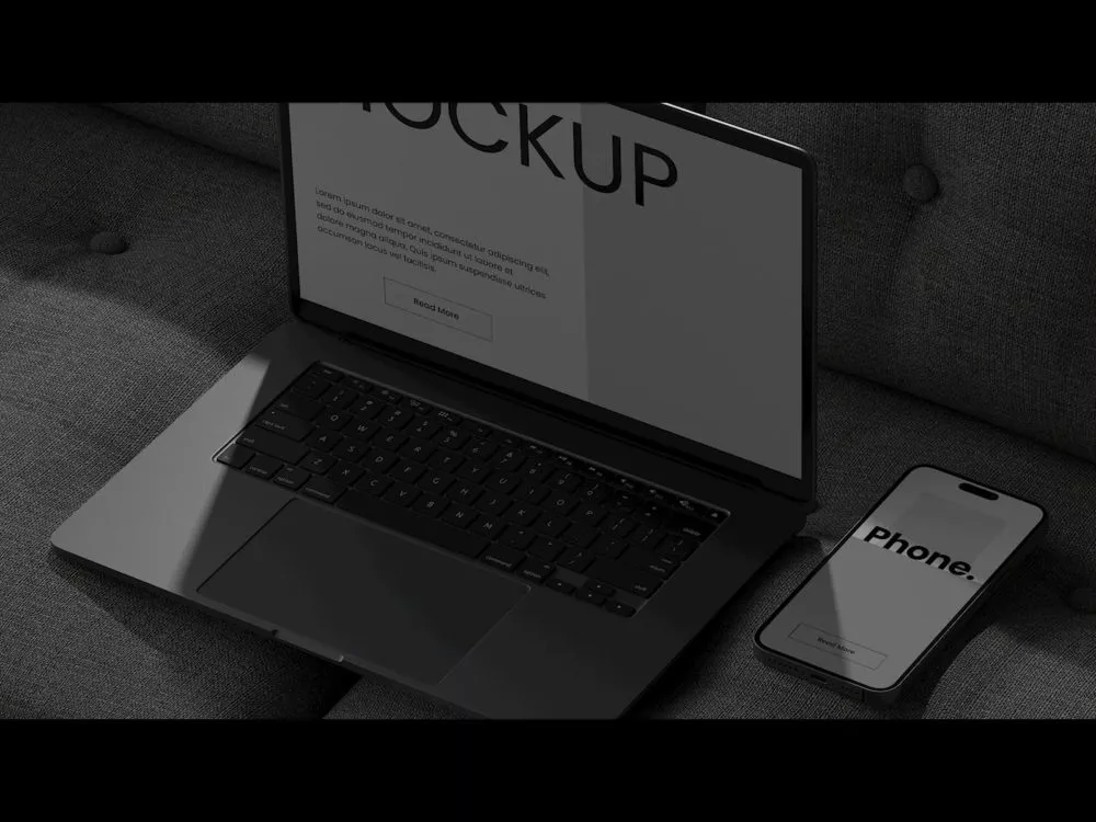 Free laptop and phone mockup (7 PSD scenes)