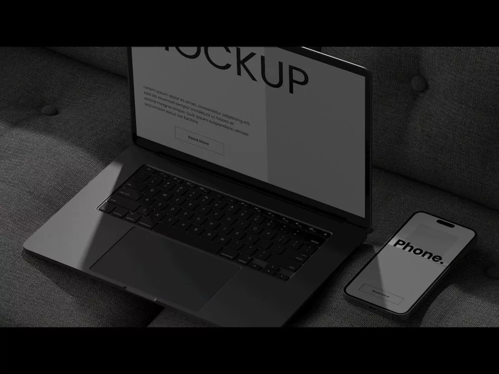 Free laptop and phone mockup (7 PSD scenes)