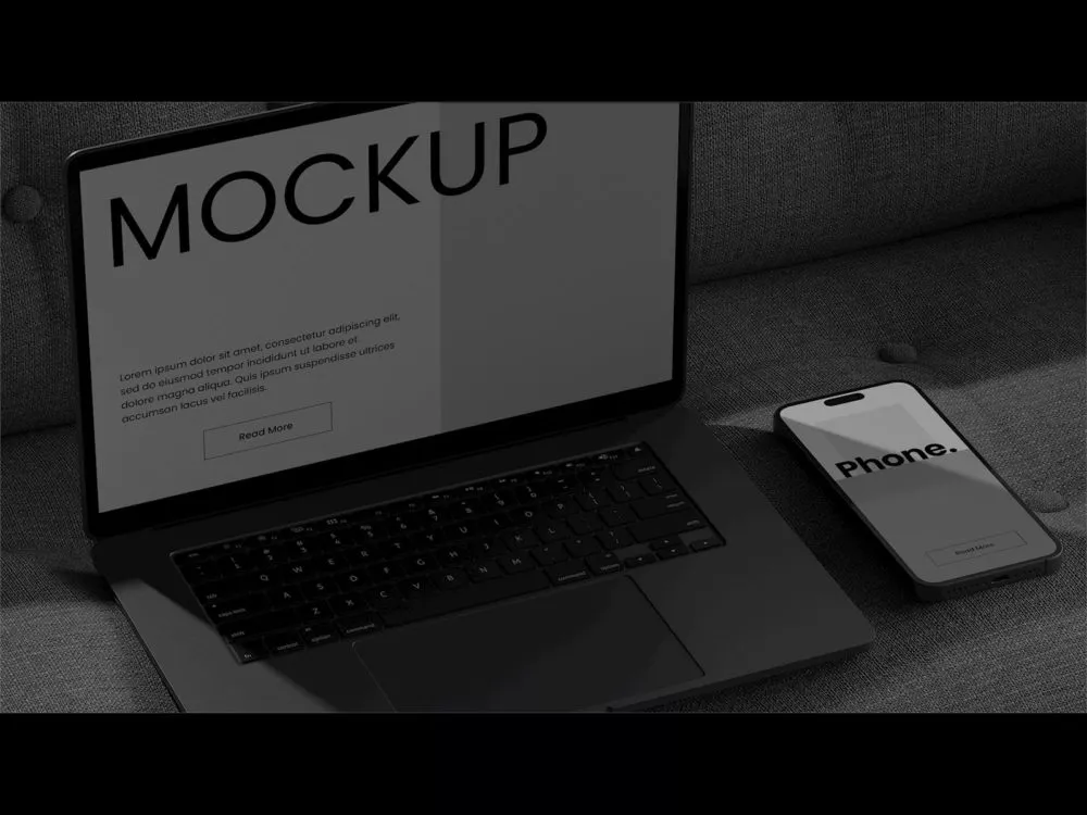Free laptop and phone mockup (7 PSD scenes)